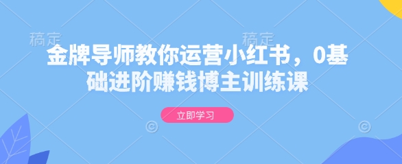 金牌导师教你运营小红书，0基础进阶赚钱博主训练课-靠创业轻松赚钱？[小白网创驿站] 整合稀缺资源，带你实现财富梦小白网创驿站