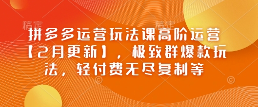 拼多多运营玩法课高阶运营【2月更新】，极致群爆款玩法，轻付费无尽复制等-靠创业轻松赚钱？[小白网创驿站] 整合稀缺资源，带你实现财富梦小白网创驿站