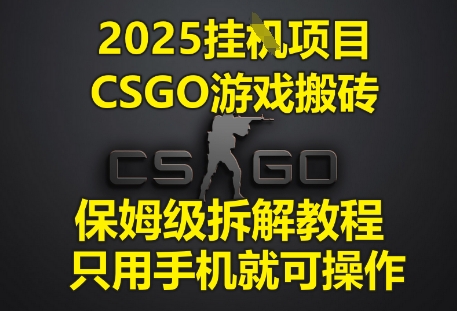 2025挂G项目，CSGO游戏搬砖，保姆级拆解教程，只用手机就可操作【揭秘】-靠创业轻松赚钱？[小白网创驿站] 整合稀缺资源，带你实现财富梦小白网创驿站