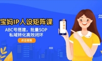 （14821期）宝妈IP人设矩阵课：ABC号搭建，批量SOP，私域转化高效闭环-靠创业轻松赚钱？[小白网创驿站] 整合稀缺资源，带你实现财富梦小白网创驿站