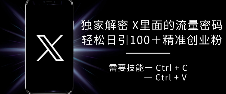 独家解密 X 里面的流量密码，复制粘贴轻松日引100+-靠创业轻松赚钱？[小白网创驿站] 整合稀缺资源，带你实现财富梦小白网创驿站