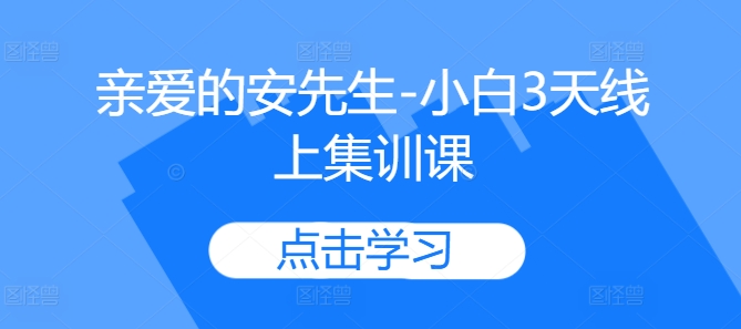 亲爱的安先生-小白3天线上集训课-靠创业轻松赚钱？[小白网创驿站] 整合稀缺资源，带你实现财富梦小白网创驿站