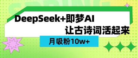 用DeepSeek做AI 古诗词视频，涨粉 10W+(保姆级教程)-靠创业轻松赚钱？[小白网创驿站] 整合稀缺资源，带你实现财富梦小白网创驿站