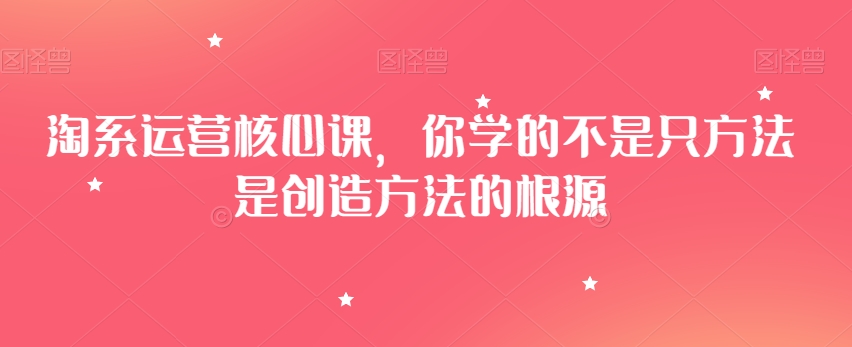 淘系运营核心课，你学的不是只方法是创造方法的根源-靠创业轻松赚钱？[小白网创驿站] 整合稀缺资源，带你实现财富梦小白网创驿站