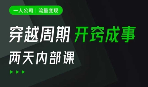 一人公司：流量变现课，一人公司的方法模型拆解， 拆解富人思维，流量思维，小老板思维等-靠创业轻松赚钱？[小白网创驿站] 整合稀缺资源，带你实现财富梦小白网创驿站