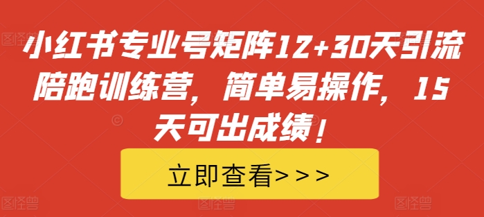 小红书专业号矩阵12+30天引流陪跑训练营，简单易操作，15天可出成绩!-靠创业轻松赚钱？[小白网创驿站] 整合稀缺资源，带你实现财富梦小白网创驿站