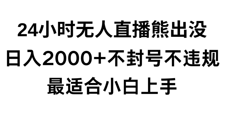 快手24小时无人直播熊出没，不封直播间，不违规，日入2000+，最适合小白上手，保姆式教学【揭秘】-靠创业轻松赚钱？[小白网创驿站] 整合稀缺资源，带你实现财富梦小白网创驿站