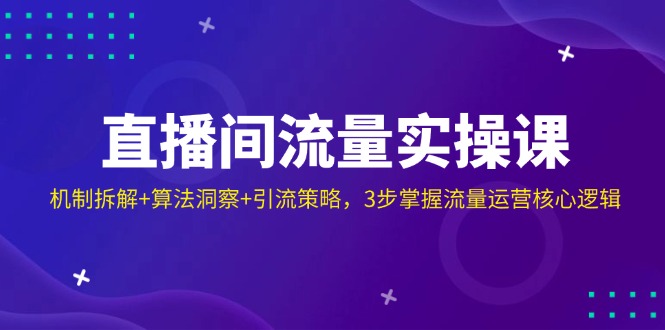 （14122期）直播间流量实操课：机制拆解+算法洞察+引流策略，3步掌握流量运营核心逻辑-靠创业轻松赚钱？[小白网创驿站] 整合稀缺资源，带你实现财富梦小白网创驿站