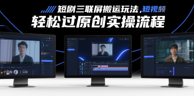 短剧三联屏搬运玩法，短剧搬运轻松过原创实操流程-靠创业轻松赚钱？[小白网创驿站] 整合稀缺资源，带你实现财富梦小白网创驿站