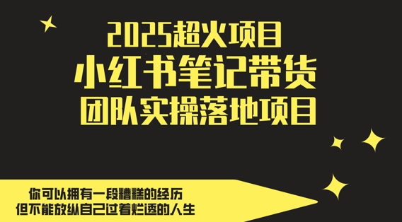 2025超火项目，副业最佳选择，小红书笔记带货团队实操落地项目，，轻松日入5张-靠创业轻松赚钱？[小白网创驿站] 整合稀缺资源，带你实现财富梦小白网创驿站