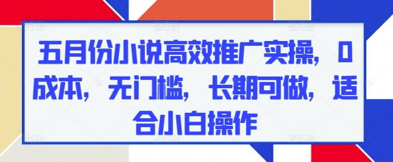 五月份小说高效推广实操，0成本，无门槛，长期可做，适合小白操作-靠创业轻松赚钱？[小白网创驿站] 整合稀缺资源，带你实现财富梦小白网创驿站