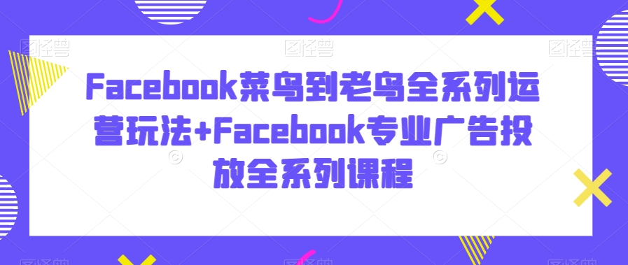 Facebook菜鸟到老鸟全系列运营玩法+Facebook专业广告投放全系列课程-靠创业轻松赚钱？[小白网创驿站] 整合稀缺资源，带你实现财富梦小白网创驿站