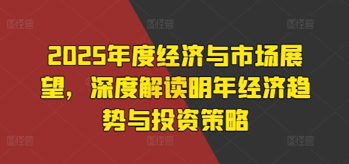 2025年度经济与市场展望，深度解读明年经济趋势与投资策略-靠创业轻松赚钱？[小白网创驿站] 整合稀缺资源，带你实现财富梦小白网创驿站