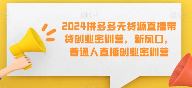 2024拼多多无货源直播带货创业密训营，新风口，普通人直播创业密训营-靠创业轻松赚钱？[小白网创驿站] 整合稀缺资源，带你实现财富梦小白网创驿站