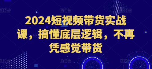 2024短视频带货实战课，搞懂底层逻辑，不再凭感觉带货-靠创业轻松赚钱？[小白网创驿站] 整合稀缺资源，带你实现财富梦小白网创驿站