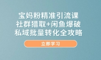 （14820期）宝妈粉精准引流课，社群猎取+闲鱼爆破，私域批量转化全攻略-靠创业轻松赚钱？[小白网创驿站] 整合稀缺资源，带你实现财富梦小白网创驿站