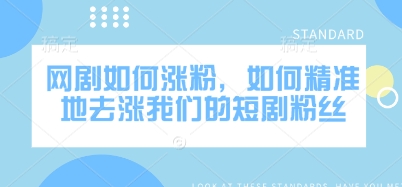 网剧如何涨粉，如何精准地去涨我们的短剧粉丝-靠创业轻松赚钱？[小白网创驿站] 整合稀缺资源，带你实现财富梦小白网创驿站