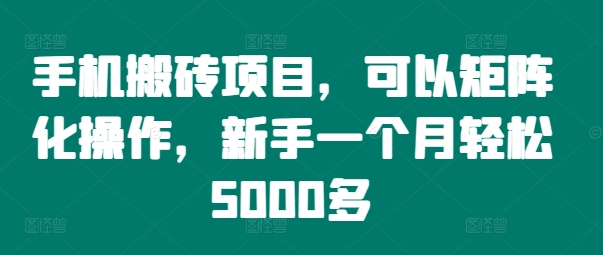 手机搬砖项目，可以矩阵化操作，新手一个月轻松5000多-靠创业轻松赚钱？[小白网创驿站] 整合稀缺资源，带你实现财富梦小白网创驿站