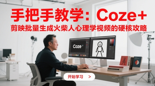 手把手教学：Coze + 剪映批量生成火柴人心理学视频的硬核攻略-靠创业轻松赚钱？[小白网创驿站] 整合稀缺资源，带你实现财富梦小白网创驿站