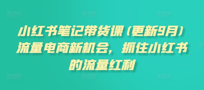小红书笔记带货课(更新9月)流量电商新机会，抓住小红书的流量红利-靠创业轻松赚钱？[小白网创驿站] 整合稀缺资源，带你实现财富梦小白网创驿站