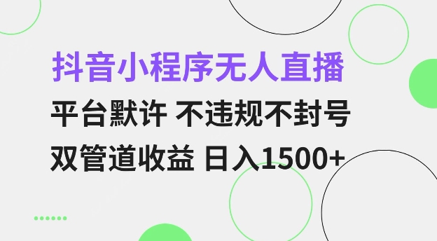 抖音小程序无人直播 平台默许 不违规不封号 双管道收益 日入多张 小白也能轻松操作【仅揭秘】-靠创业轻松赚钱？[小白网创驿站] 整合稀缺资源，带你实现财富梦小白网创驿站