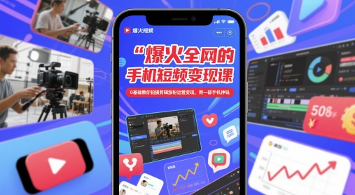 爆火全网的手机短视频变现课，0基础教你拍摄剪辑涨粉运营变现，用一部手机挣钱-靠创业轻松赚钱？[小白网创驿站] 整合稀缺资源，带你实现财富梦小白网创驿站