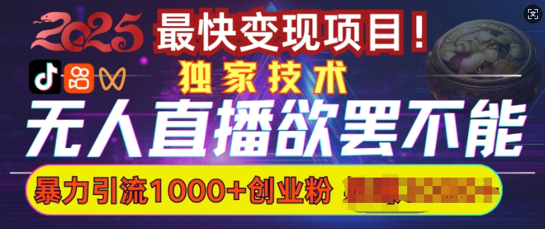欲罢不能的无人直播引流，超暴力日引流1000+高质量精准创业粉-靠创业轻松赚钱？[小白网创驿站] 整合稀缺资源，带你实现财富梦小白网创驿站