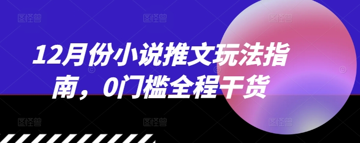 12月份小说推文玩法指南，0门槛全程干货-靠创业轻松赚钱？[小白网创驿站] 整合稀缺资源，带你实现财富梦小白网创驿站