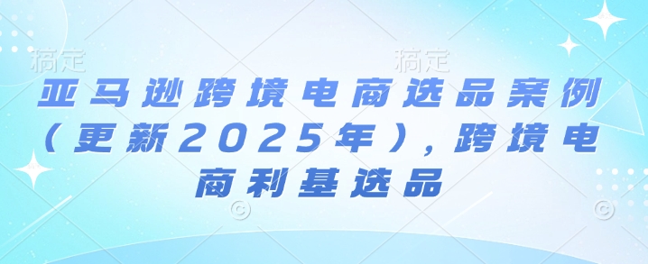 亚马逊跨境电商选品案例(更新2025年)，跨境电商利基选品-靠创业轻松赚钱？[小白网创驿站] 整合稀缺资源，带你实现财富梦小白网创驿站