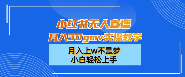 小红书无人直播月入30gmv实操教学，月入上w不是梦，小白轻松上手【揭秘】-靠创业轻松赚钱？[小白网创驿站] 整合稀缺资源，带你实现财富梦小白网创驿站