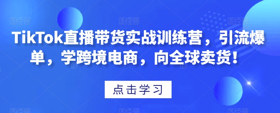 TikTok直播带货实战训练营，引流爆单，学跨境电商，向全球卖货！-靠创业轻松赚钱？[小白网创驿站] 整合稀缺资源，带你实现财富梦小白网创驿站