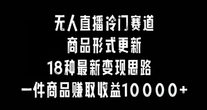 无人直播冷门赛道，商品形式更新，18种变现思路，一件商品赚取收益10000+【揭秘】-靠创业轻松赚钱？[小白网创驿站] 整合稀缺资源，带你实现财富梦小白网创驿站