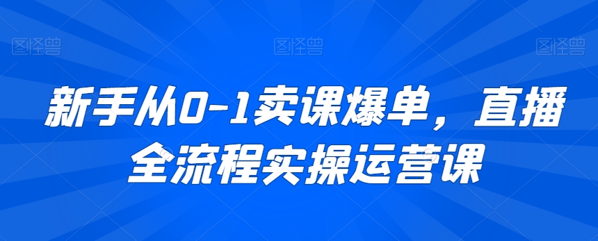 新手从0-1卖课爆单，直播全流程实操运营课-靠创业轻松赚钱？[小白网创驿站] 整合稀缺资源，带你实现财富梦小白网创驿站