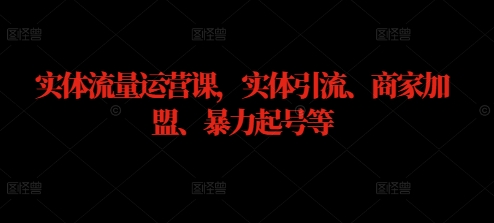 实体流量运营课，实体引流、商家加盟、暴力起号等-靠创业轻松赚钱？[小白网创驿站] 整合稀缺资源，带你实现财富梦小白网创驿站