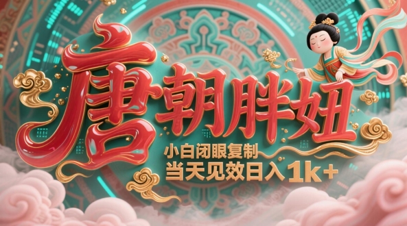 用AI克隆“唐朝胖妞”日更3条，平台疯狂推流，小白闭眼复制，当天见效，日入1k+-靠创业轻松赚钱？[小白网创驿站] 整合稀缺资源，带你实现财富梦小白网创驿站