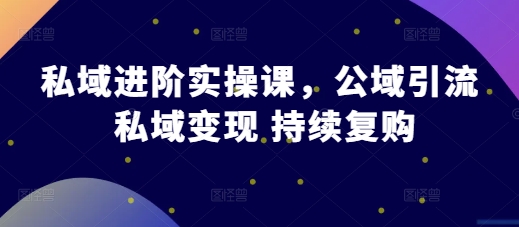 私域进阶实操课，公域引流 私域变现 持续复购-靠创业轻松赚钱？[小白网创驿站] 整合稀缺资源，带你实现财富梦小白网创驿站