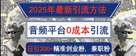 2025年最新引流方法，音频平台0成本引流，日引200+精准创业粉-靠创业轻松赚钱？[小白网创驿站] 整合稀缺资源，带你实现财富梦小白网创驿站