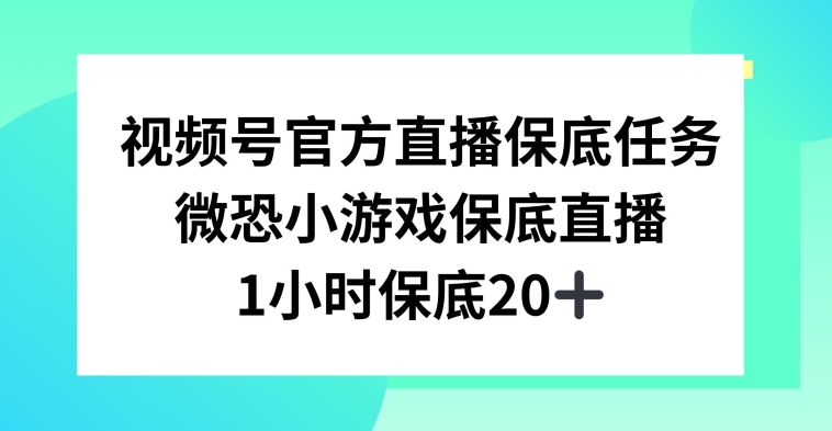 视频号直播任务，微恐小游戏，1小时20+【揭秘】-靠创业轻松赚钱？[小白网创驿站] 整合稀缺资源，带你实现财富梦小白网创驿站