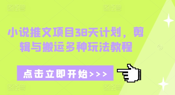 小说推文项目38天计划，剪辑与搬运多种玩法教程-靠创业轻松赚钱？[小白网创驿站] 整合稀缺资源，带你实现财富梦小白网创驿站