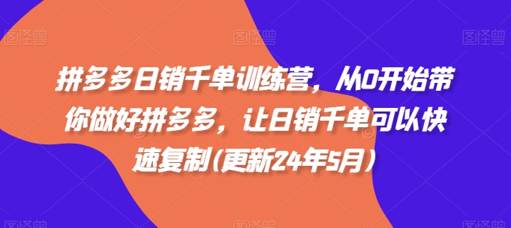 拼多多日销千单训练营，从0开始带你做好拼多多，让日销千单可以快速复制(更新25年2月)-靠创业轻松赚钱？[小白网创驿站] 整合稀缺资源，带你实现财富梦小白网创驿站