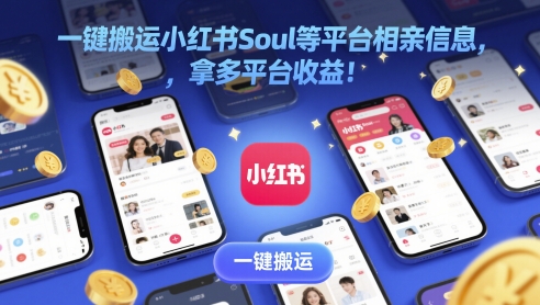 一键搬运小红书Soul等平台相亲信息，拿多平台收益!-靠创业轻松赚钱？[小白网创驿站] 整合稀缺资源，带你实现财富梦小白网创驿站