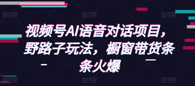 视频号AI语音对话项目，野路子玩法，橱窗带货条条火爆-靠创业轻松赚钱？[小白网创驿站] 整合稀缺资源，带你实现财富梦小白网创驿站