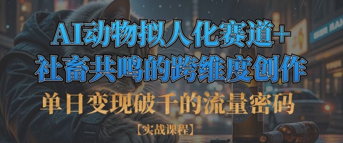 单日变现破千的流量密码，AI动物拟人化赛道+社畜共鸣的跨维度创作-靠创业轻松赚钱？[小白网创驿站] 整合稀缺资源，带你实现财富梦小白网创驿站