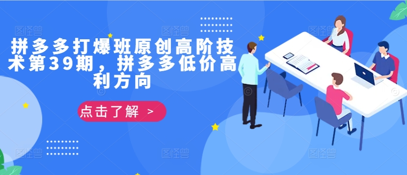 拼多多打爆班原创高阶技术第39期，拼多多低价高利方向-靠创业轻松赚钱？[小白网创驿站] 整合稀缺资源，带你实现财富梦小白网创驿站
