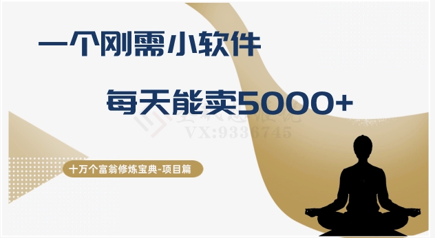 十万个富翁修炼宝典之17.一个刚需小软件，每天能卖5000+-靠创业轻松赚钱？[小白网创驿站] 整合稀缺资源，带你实现财富梦小白网创驿站