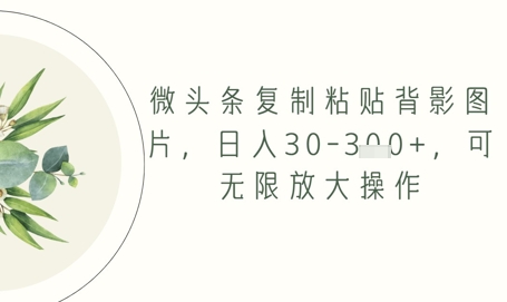 微头条复制粘贴背影图片，日入30-3张+，可无限放大操作-靠创业轻松赚钱？[小白网创驿站] 整合稀缺资源，带你实现财富梦小白网创驿站
