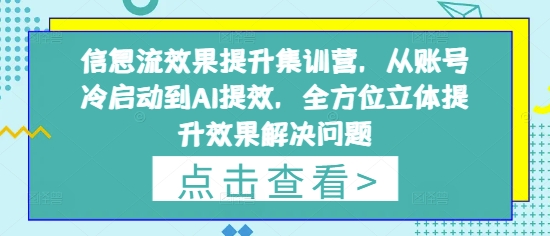 信息流效果提升集训营，从账号冷启动到AI提效，全方位立体提升效果解决问题-靠创业轻松赚钱？[小白网创驿站] 整合稀缺资源，带你实现财富梦小白网创驿站