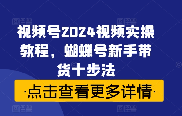 视频号2024视频实操教程，蝴蝶号新手带货十步法-靠创业轻松赚钱？[小白网创驿站] 整合稀缺资源，带你实现财富梦小白网创驿站