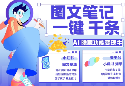 AI隐藏功能，秒生笔记，1分钟产出几千条，教你玩赚小红书小绿书图文引流，变现3w-靠创业轻松赚钱？[小白网创驿站] 整合稀缺资源，带你实现财富梦小白网创驿站