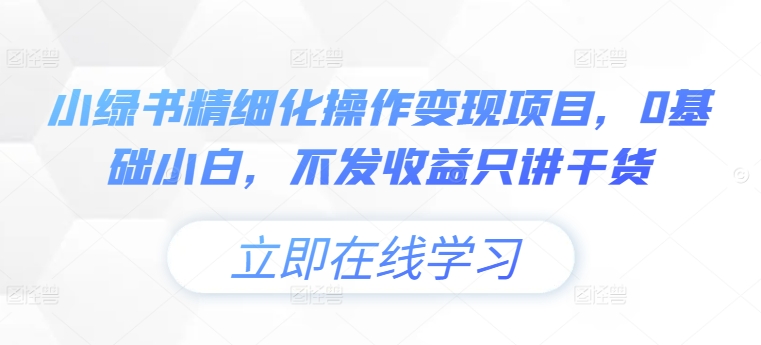 小绿书精细化操作变现项目，0基础小白，不发收益只讲干货-靠创业轻松赚钱？[小白网创驿站] 整合稀缺资源，带你实现财富梦小白网创驿站